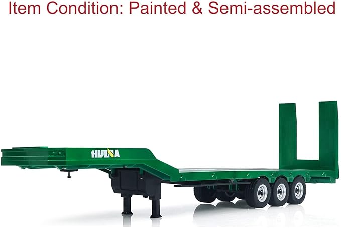 TOUCAN RC HOBBY HUINA 1/18 Plastic Flatbed Semi Trailer 1502 for Radio Controlled Tractor Truck 1501 Electric Support Legs Battery No Light