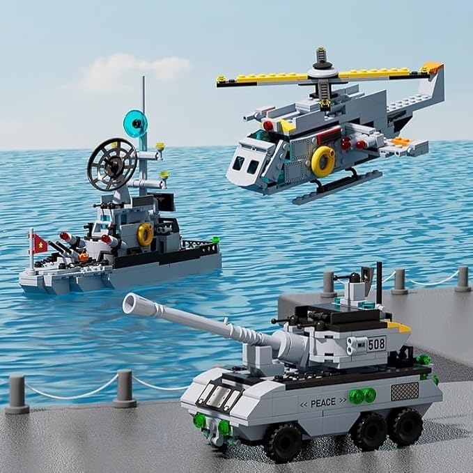 Battleship Building Set for Boys 8-14 6-in-1 Military Boat and Ship Navy Warship Toys Model Kits Construction Birthday for Adults Men Teens Age 8-1214+ (1456+ PCS)
