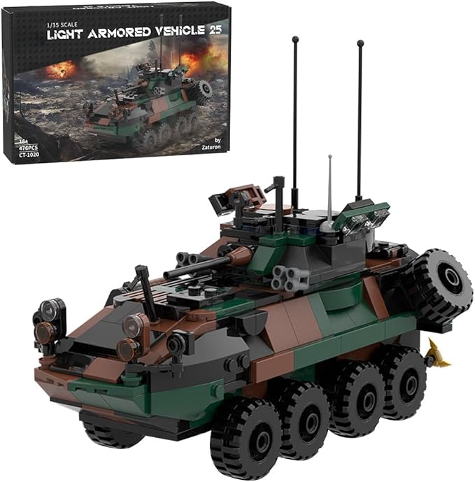 LAV-25 Infantry Fighting Vehicle Building Blocks and Construction Toy Collectible WW2 Military-Themed Model to Build and Display Great Gift (476PCS)