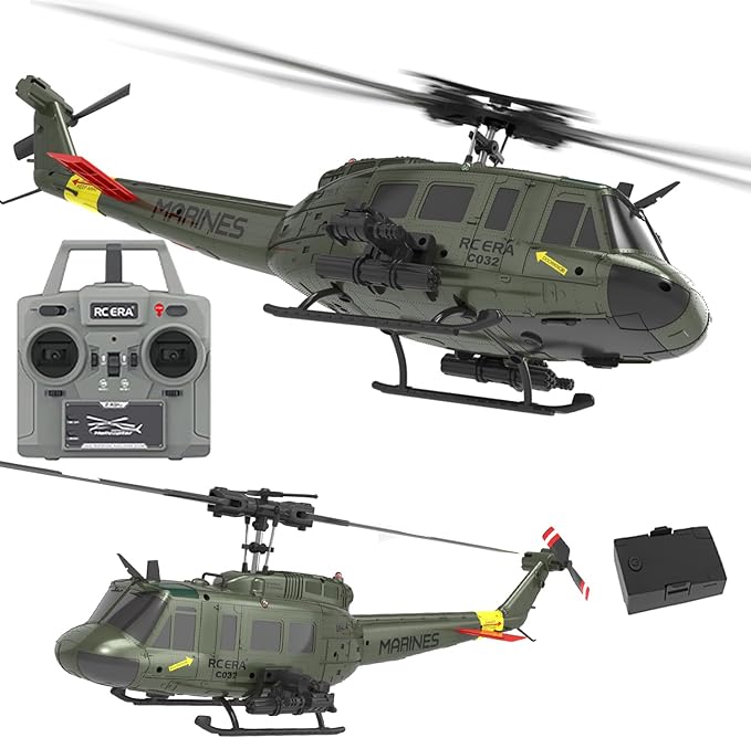 315MM C032 UH-1 Remote Control Helicopter Aircraft for Adults Expert 6CH RC Heli Helicopter Maintain Altitude Brushless Motor/Optical Flow Positioning/Fly Upside Down 3D Rolling RTF