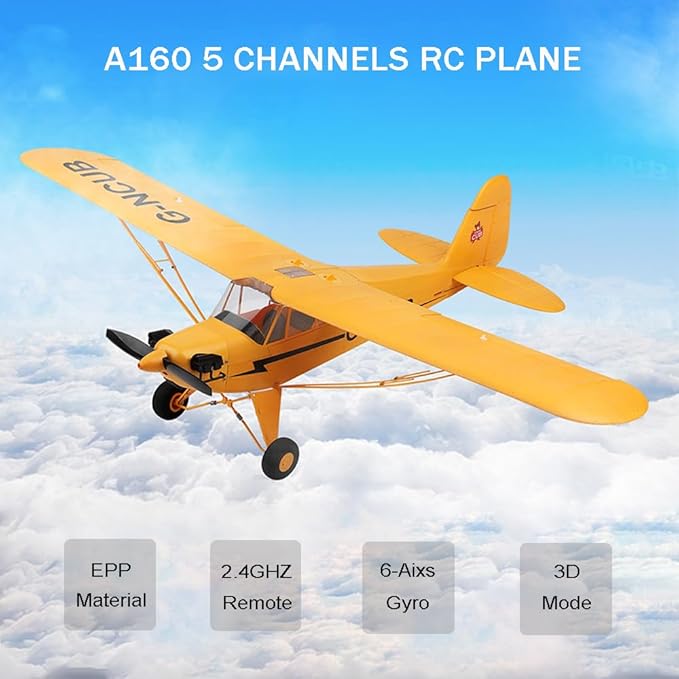 RC Plane A160 J3 RC Airplanes for Adults 3D 5CH Brushless RC Planes 6-Axis Gyro 2.4GHZ Stunt RC Glider with 2 Batteries and Spare Propeller