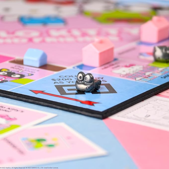 Monopoly: Hello Kitty and Friends Buy Sell Trade Buildings from The Animated Series Featuring My Melody Badtz-Maru Keroppi Classic Monopoly Game Officially-Licensed Hello Kitty Merchandise