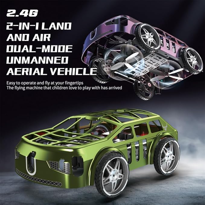SG900PRO 2-in-1 Air-Ground Dual-Mode Remote Control Flying Car 2.4G RC Drone Car with Colorful LED Lights 2 Batteries Electric Mini RC Racing Cars for Adults Toy Gift -RTR