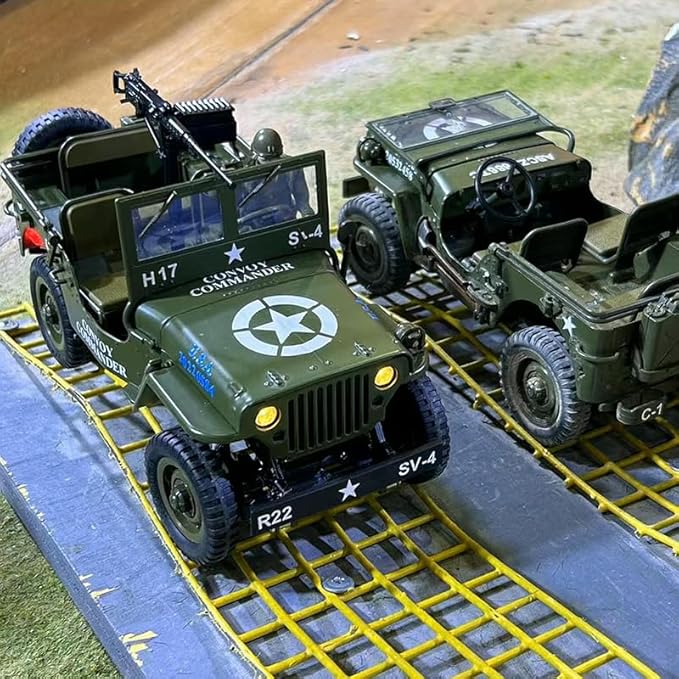 1/16 Scale Alloy Remote Control Car Military Willys Climbing Car with LED Lights &amp Soldier Figure All Terrain Off-Road Vehicle for Adults