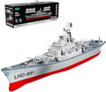 1/390 RC Battleship 2.4G 8-10KM/H Electric High-Frequency Twin-Engine Battleship Model Remote Control Military Warship Armed Cruiser Boat