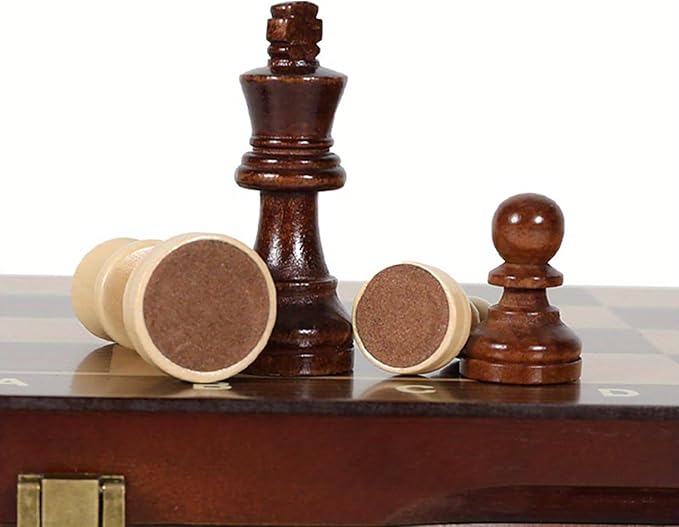 15-Inch Magnetic Wooden Chess Set with 2 Extra Queens – Handcrafted Foldable Board Game for Adults Beginners