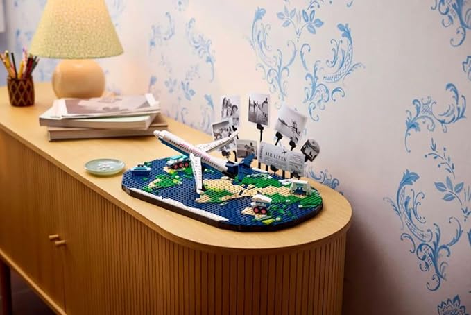 Lego Family Holiday Memories Adult and Teenage Building Kit World Map for Crafts Photo Holder Home Accessory Cute Family Activity Gift for Travelers Him and Her 41838