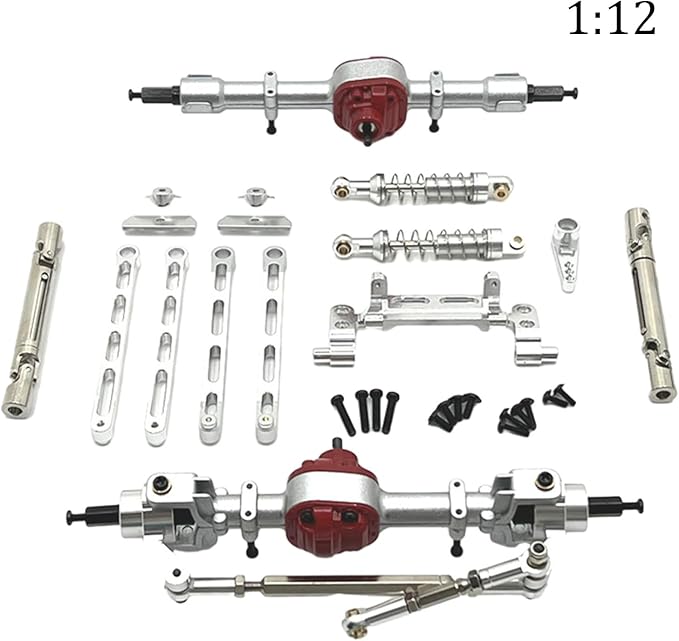 RC Car Upgrade Parts Front and Rear Assembly Kits Metal for MN82 LC79 MN78 1/12 Scale RC Hobby Car Argent