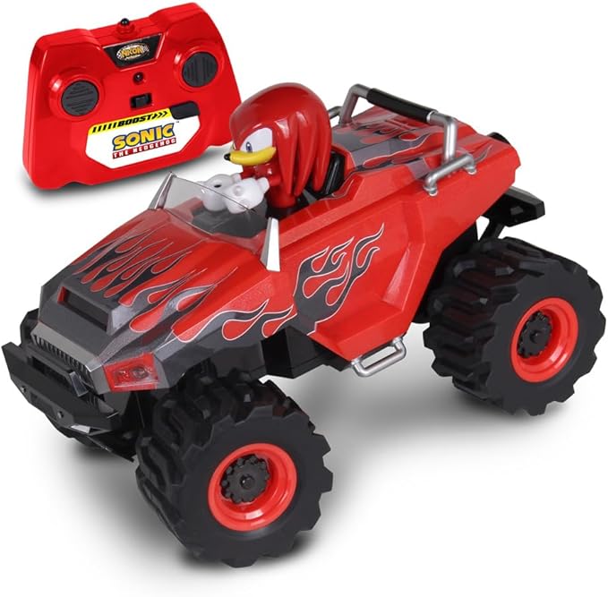 NKOK RC Sonic Racing CrossWorlds Monster Truck Knuckles Ready-to-Run 2.4GHz Remote Control Turbo Boost Wheelie &amp Donut Action All-Terrain Off-Road Ages 6+ Fun Gift for Kids Toy Award Winn
