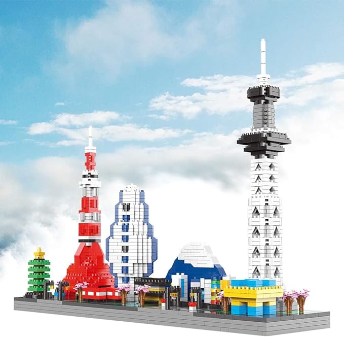 Japanese Architecture Tokyo Skyline Micro Building Blocks for Adults and Kids Ages of 14+ – Challenging Construction Set 1880 Pieces Perfect Home and Office Decoration