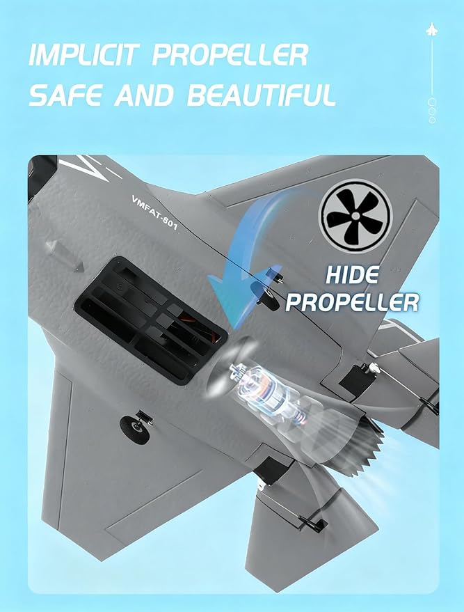 F35 Brushless 4-Channel Ducted Fan RC Plane Electric Airplane Model with 3D/6G Mode Switch EPP Impact-Resistant Material 6-Axis Gyro Stabilization 200m Flight Distance 8-10 Mins Flight Time
