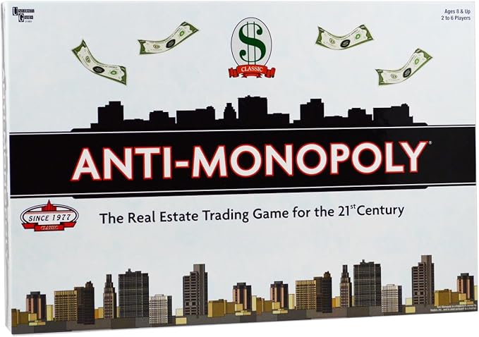 University Games Anti-Monopoly - Fresh Twist on the Classic Real Estate Game for 2-4 Players Ages 8 and Up