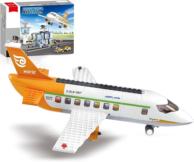 Airplane Building Set City Airport Passenger Plane Toy Compatible with Lego Plane with an Airplane Control Tower Terminal Baggage Cart 8 Minifigures