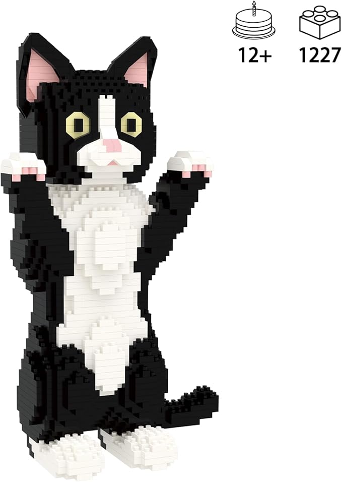 Larcele Micro Building Blocks Set DIY Mini Building Toy Bricks for Age Over 12 Years 1227 Pieces KLJM-05 (Devon Rex Cat)
