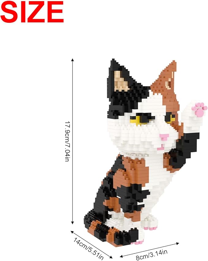 Larcele Cat Micro Building Blocks Animal Set DIY Mini 3D Building Toy Bricks Kit1137 Pieces KLJM-05 (Red Tabby)
