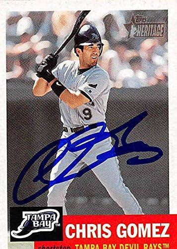 Sports Memorabilia Autograph Warehouse 247404 Chris Gomez Autographed Baseball Card - Tampa Rays 2002 Topps Heritage - No. 329