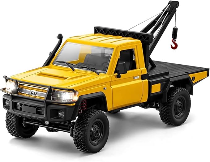 1/12 RC Crane Truck MN-82T LC79 RTR RC Crawler 4WD Off-Road Tow Car RTR 2.4GHz RC Pick-up Trail Truck for Adults Hobby Toys (Yellow)