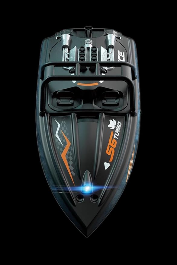 Remote Control Off-Road Boat Model Eddy Current Jet high-Speed Remote Control Speedboat 15-20km/hH156 with Lights Off-Road Speedboat (Dual Battery) Suitable for Adults 14+