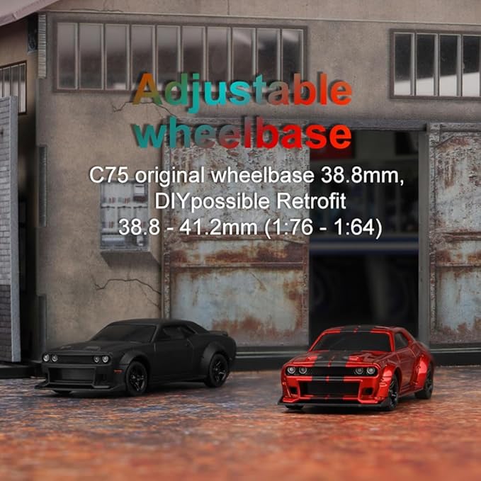 1:76 Turbo Racing Scale RC Sport Car Table Racing Remote Control Mini Model Car Full Proportional RTR Kit Toys (C75-red)