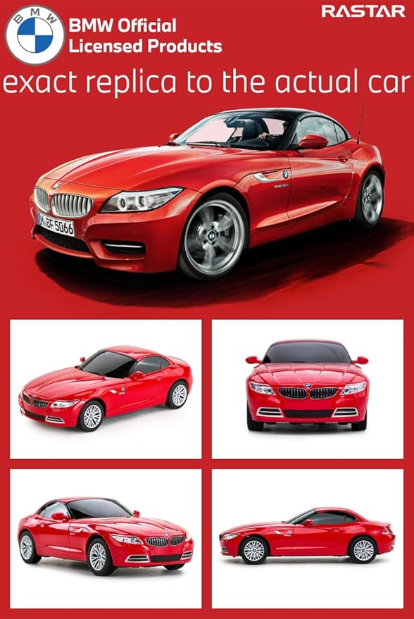 RASTAR 39700 1/24 BMW Z4 RC Car - Ideal Gifts for Play &amp Display - Officially Licensed Toy Car Model with Remote Controller for Kids Teens &amp Adults - Red