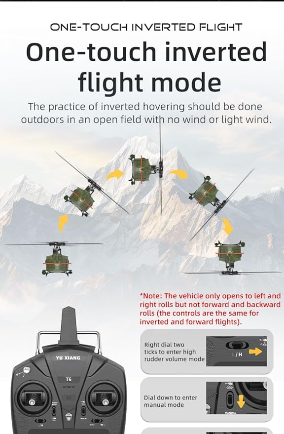 YU Xiang F07 Bell UH-1 Huey RC Helicopter for Adults 1/34 2.4G 6CH Brushless Direct-Drive 3D/6G Flybarless Advanced RTF RC Helicopter with Optical Flow Positioning - 3PCS Battery