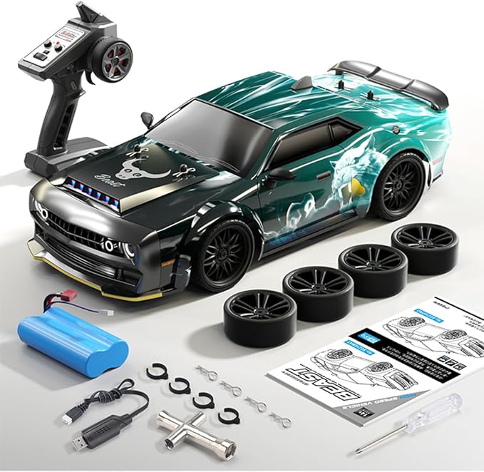 SG216 1/16 RC Drift Car for Adults 2.4G Full-Proportional 4WD Mini Remote Control Racing Car with LED Lights 40KM/H Electric 1 Battery Sports Cars Toy Gift -RTR/Carbon Brush