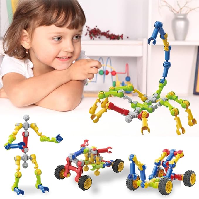 170 Pcs STEM Building Toys for Kids Ages 4-8 Building Blocks Educational Construction Engineering Building Kit for Ages 3 4 5 6 7 8 9 Year Old Creative Kids Games Christmas Birthday Gifts Boys Girls