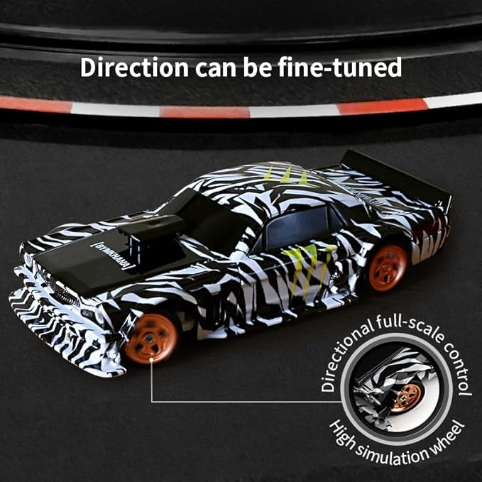 1:43 Mini RC Drift Car 2.4GHz RTR Full Proportional Remote Control Cars 4WD High Speed Racing Lights Kit and Racing Tires (4301-1)