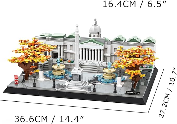 Trafalgar Square London Building Set (1245 Pieces) Architecture Building Blocks Toys Home Décor Model Gifts for Kids and Adults