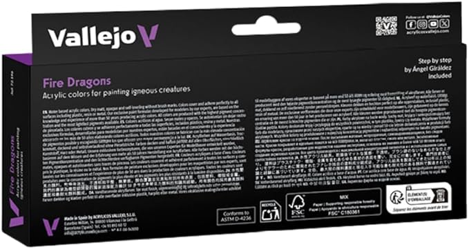 Vallejo - Fire Dragons Acrylic Paint Set | Game Color | Fantasy Color Series Miniature Model Kit for a High Pigment Matte Finish | 8 Bottles x 18 ml. (0.60 fl.oz)