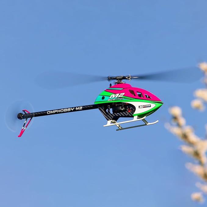 OMPHOBBY M2 V3 PRO RC Helicopter for Adults Support APP Tuning &amp Telemetry 6CH 3D Brushless Direct Drive Lightweight 320g OFS3 Flight Control 200-Class Mini Helicopter for Outdoor Pink PNP