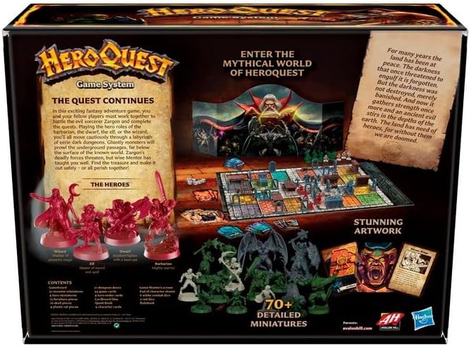 Avalon Hill HeroQuest Game System Fantasy Miniature Dungeon Crawler Tabletop Adventure Game Ages 14 and Up 2-5 Players