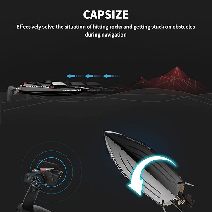 GoolRC WLtoys WL916 Remote Control Boat 60KM/H High Speed RC Racing Boat for Pools or Lakes 2.4GHz RC Boats with Low Battery Alarm for Teens and Adults