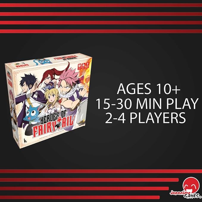 Japanime Games Heroes of Fairy Tail | from The Publisher of Champions of Midgard | Assemble Your Team and Become The Hero Fiore Deserves | 2-4 Players | 15-30 Min | Ages 10+