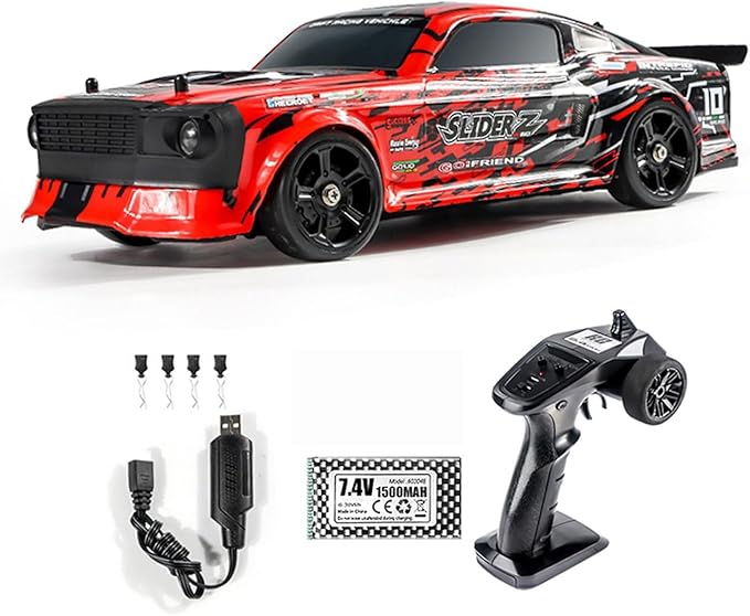 RC Drift Car with Gyro 1/14 Hobby RC Car Off Road Fast Remote Control Truck Drifting 4WD High Speed 40 KM/H with 390 Motor Gyroscope Proportional Control Metal Chassis Ball Bearing