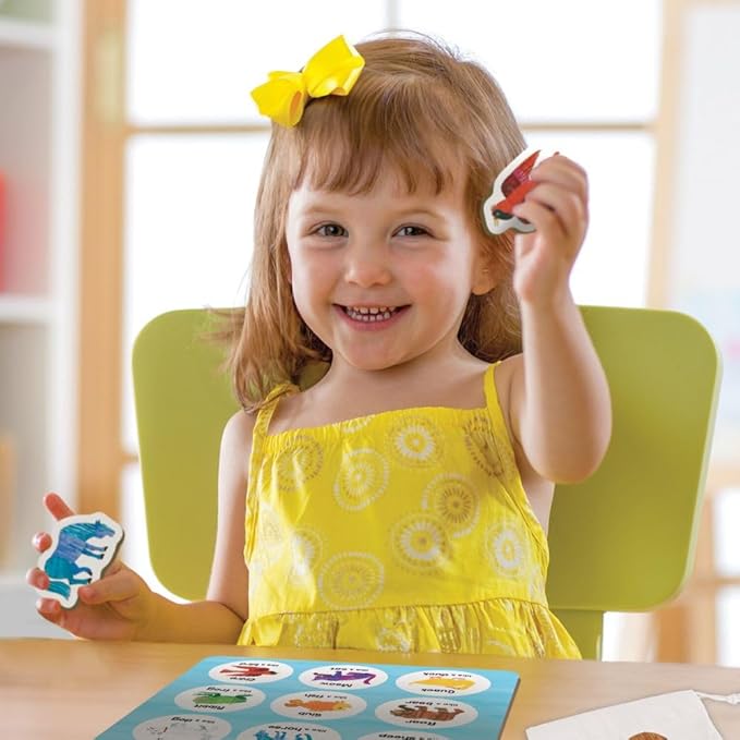 World of Eric Carle: Animal Bingo Game – Wooden Toddler Bingo Set Featuring Brown Bear – Learn Animal Sounds Movements Colors &amp Matching – Preschool Game for Ages 2+
