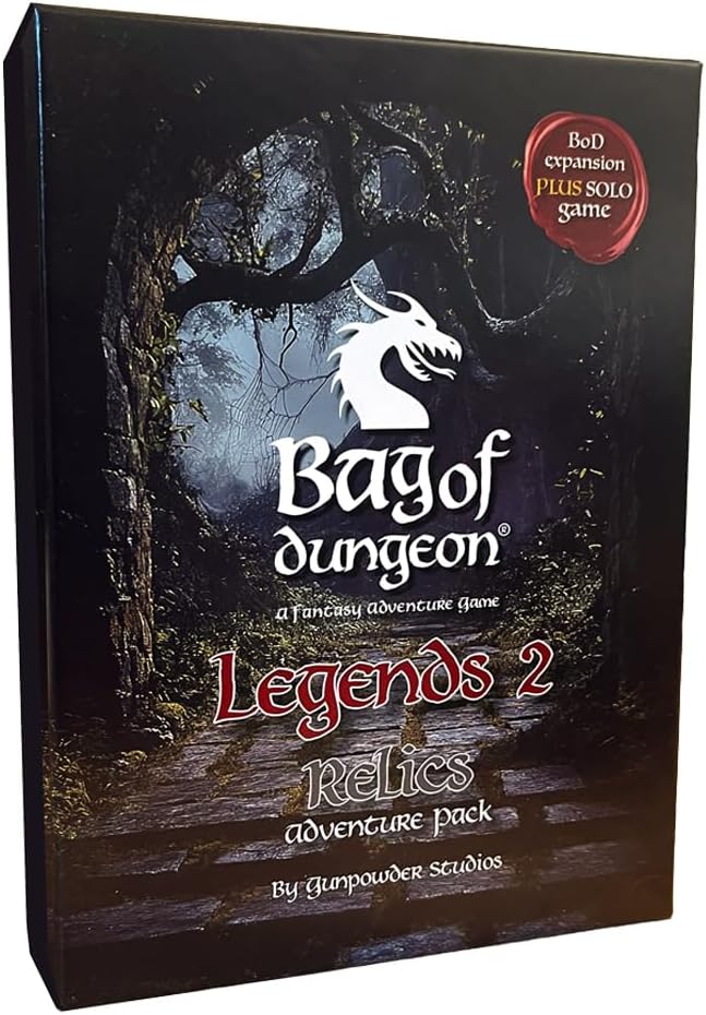 Bag of Dungeon Legends 2: Relics - Paths of the Ancients | 4-in-1 Adventure Pack Expansion for Any Game | Includes Solo Game | RPG Fans | 1–4 Players Ages 7+ | Classic Dungeon Crawler