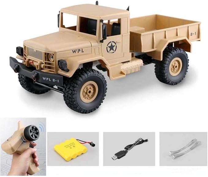 GracesDawn Remote Control Car Terrain RC Cars Electric Remote Control Off Road Military Truck 1/16 2.4G 4WD Off-Road RC Military Truck Rock Crawler Army Car (Yellow)