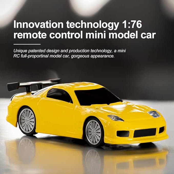 1:76 Turbo Racing Scale RC Sport Car Table Racing Remote Control Mini Model Car Full Proportional RTR Kit Toys (C71yellow)