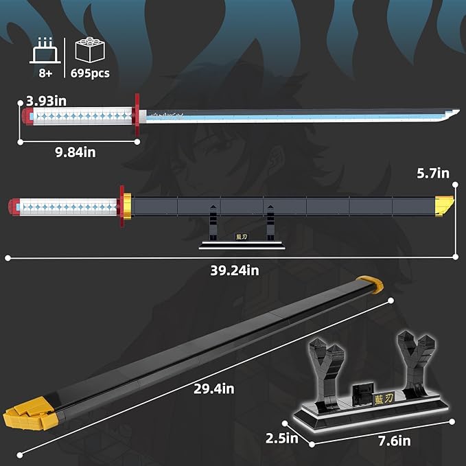 TOY PLAYER Demon Sword Toy Building Set 710Pcs Toy Building Set Toy Compatible with Lego Anime Katana Building Set Gift for Anime Fans