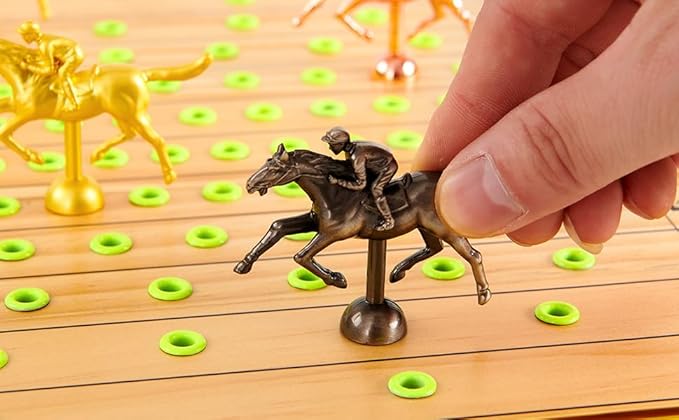 Horse Race Board Game Replacement Horses Horse Racing Board Game Horse Figurines with 11 Horses(4 Gold 4 Rose Gold 3 Silver-Gray Horses 2 Dices and 2 Playing Cards NO Game Board Included)