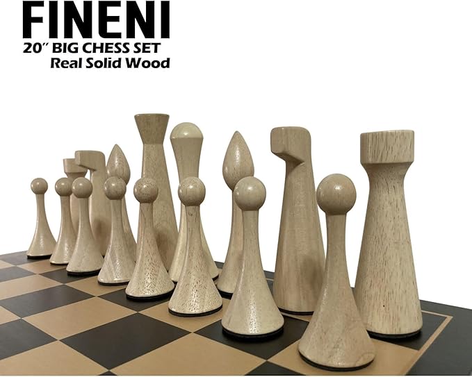Luxurious 20 inch Real Luxurious Dark Colored Solid Wooden Chess Set. Durable Handmade Chess Board Game Sets with Storage Slots for 5.2” Weighted &amp Elegant Designed Wooden 34 Pieces (C20D)