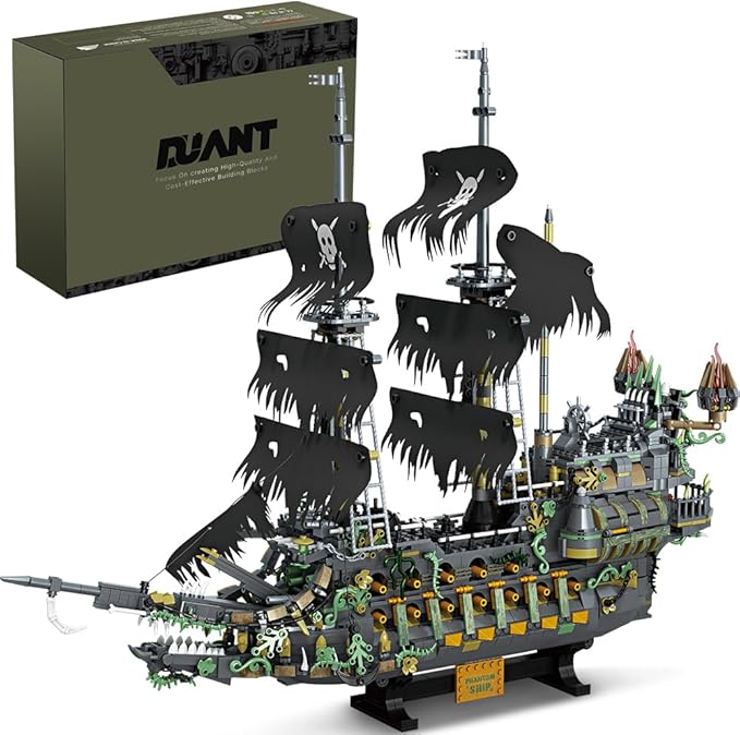 39107 The Flying Dutchman Pirate Ship Building Kit 2434 PCS Large Pirate Ship Model with Display Stand Detailed Sailing Ship Building Blocks Set for Adults &amp Teens