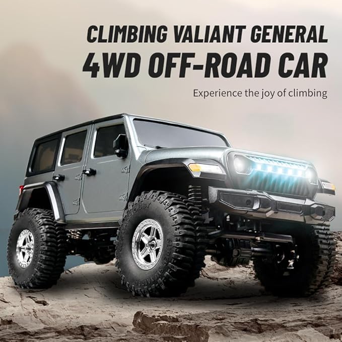 YIKESHU RC Rock Crawler RC Truck 4x4 RC Car Off Road 1/18 Scale Remote Control Truck Realistic 3 Speed Proportional Steering 370 Brushed Motor Upgrade Chassis Led Light Hobby Toy for Adult