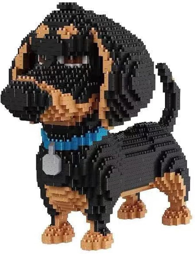 Mini Dog Building Blocks Pet Building Toy Bricks Micro Mini Blocks 3D Puzzle Building Blocks Set Toys Gifts for Kids or Adult (Black Dog 2100PCS)