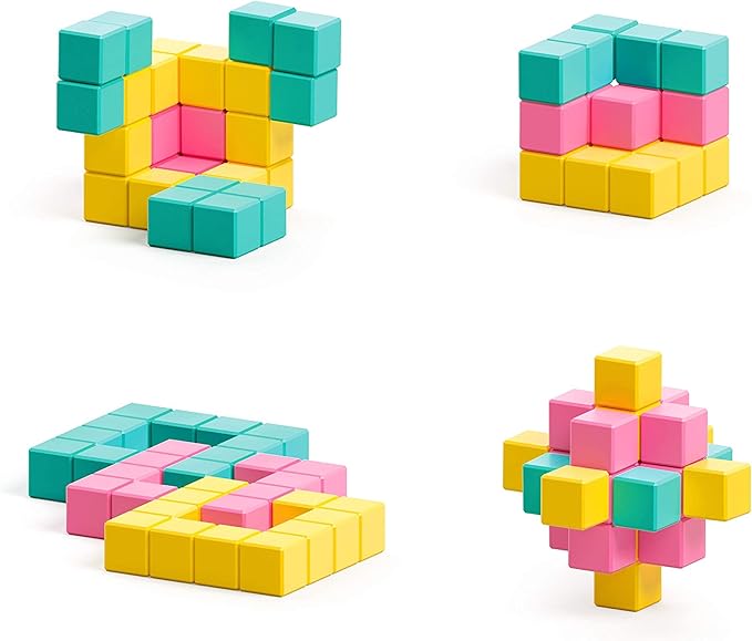 PIXIO Sweet - Tiny Magnetic Blocks Building Toy in The Pixel Art Style with Free App - 5/16 Plastic Cubes with 6 Magnets Inside - Open Ended Toy - Creativity Kit for Ages 6+ - 60pcs