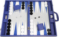 19-inch Premium Backgammon Set - Large Size - Indigo Blue Board White and Navy Blue Points
