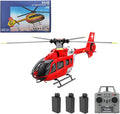 C190 Remote Control Helicopter for Adults 1:30 Scale H145 RC Helicopter 2.4G 6CH Single Propeller Aileron Free Optical Flow Positioning Six-axis Gyroscope Stabilization (Red White(3 Batteries))