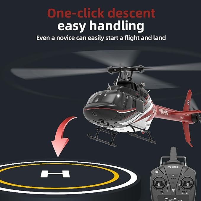 6 Channel Remote Control Helicopter with Brushless Motors Altitude Hold Gyro Optical Flow Positioning Function 2.4GHz Aileronless Mini Aircraft Toy for Beginners Teens Adults