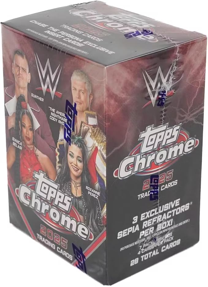 2025 Topps Chrome WWE Wrestling 7-Pack Blaster Trading Card Box